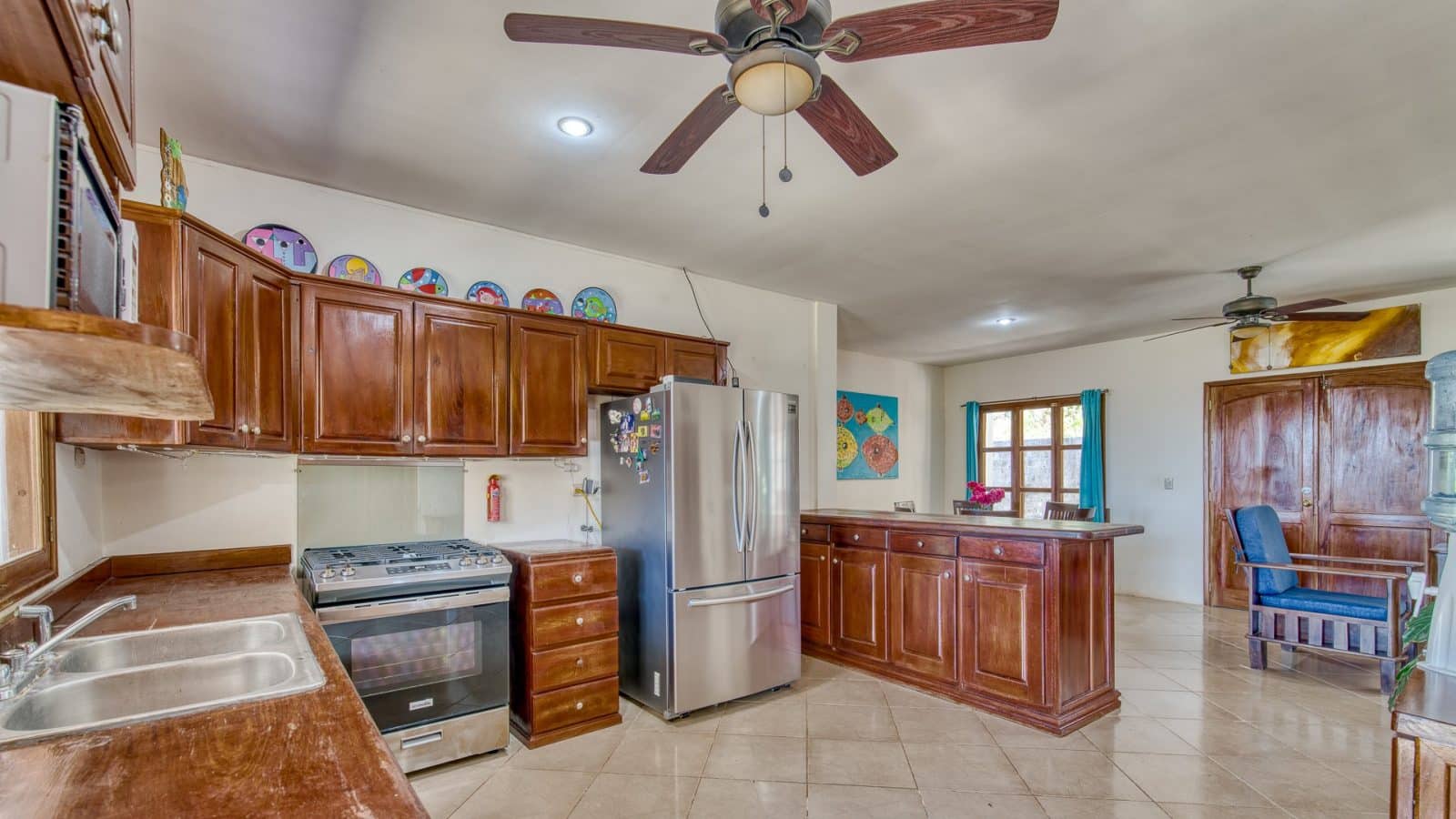 There is even an ocean view from the kitchen in this home.