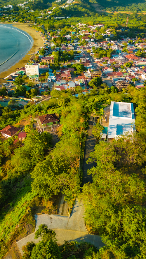 Aerial photo of the house and bay